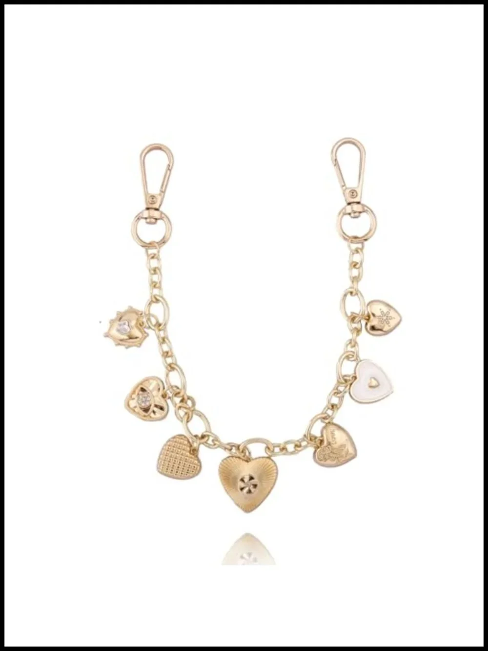 Gold Purse Charm Chain with Heart Charms - Bag Keychain Accessory for Women